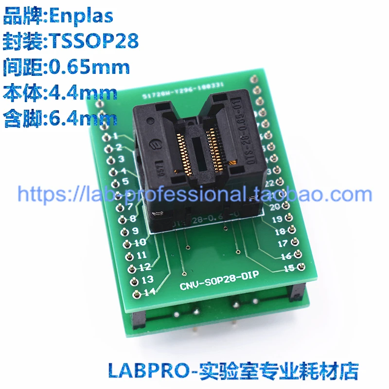 TSSOP28 to DIP28 with Board OTS-28-0.65-01 Programming Block Burn-in Block