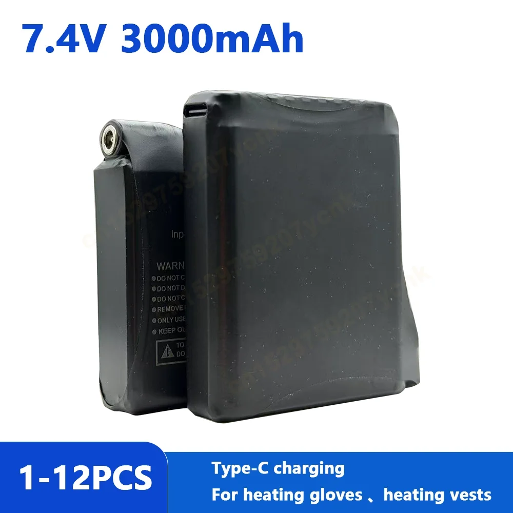 Heating Glove Battery 7.4V 3000mah Rechargeable Lithium Battery for Heating Vest, Socks,shoes,Winter Antifreeze Heating Batteria
