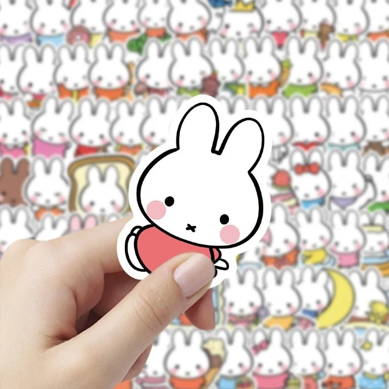 100pcs/set Miffy Rabbit Stickers Cartoon Cute Decoration Planner Book Refrigerator Water Bottle Notebook Waterproof Stickers