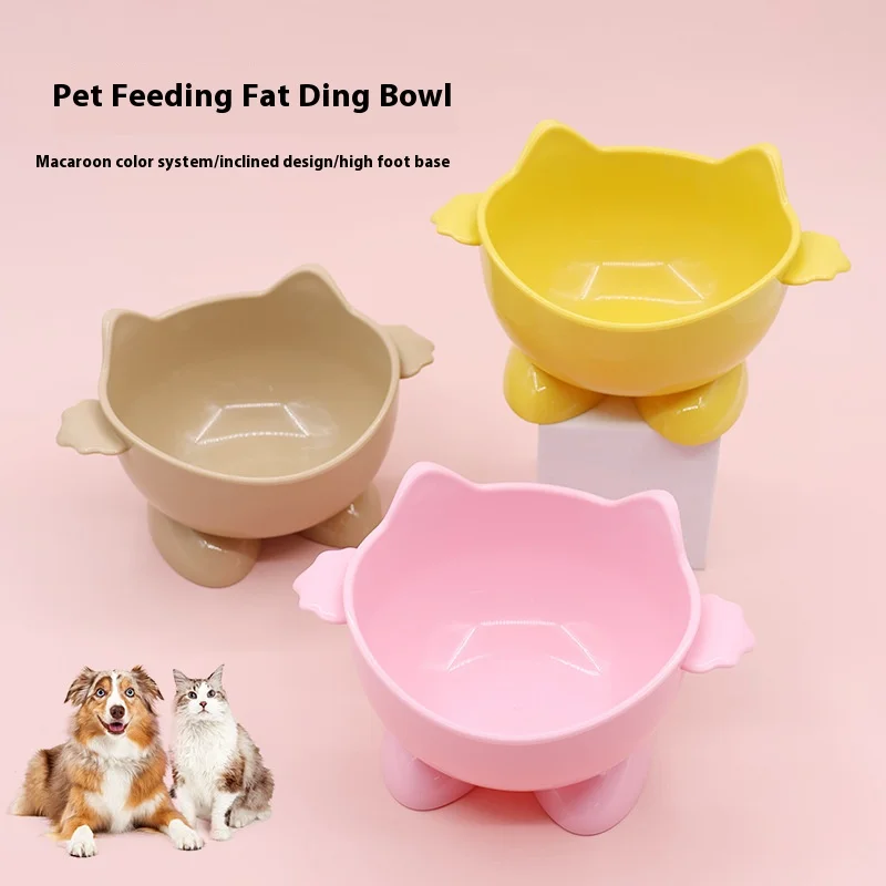 

Macaron Cat Bowl – Anti-Knock High-Foot Design with Neck Protection for Pets