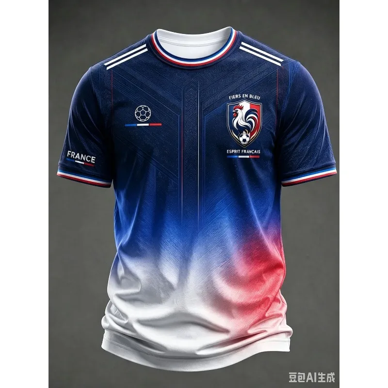 2026adorned with Gallic rooster badge, featuring 3D printed breathable & quick-dry fabric, ideal for competitive matches