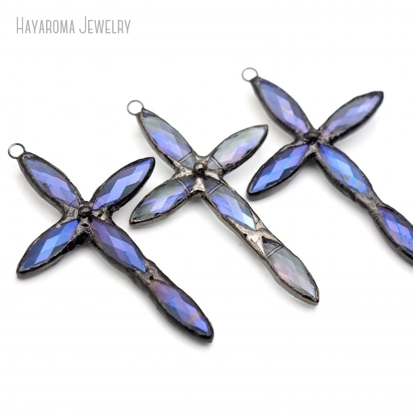 

10 шт. фиолетовый кристалл крест подвеска ожерелье кулон изготовление ювелирных изделий ремесленная фурнитура для брелка