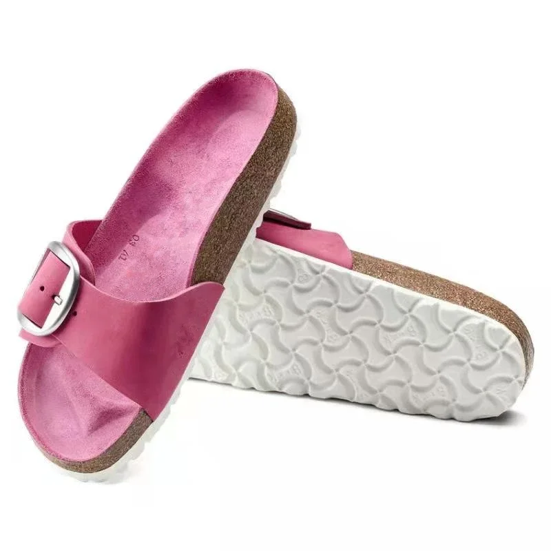 New Non-slip Flat Beach Slippers with Open Toe Breathable Comfortable Fashionable Pin Buckle Decorative Casual Women's Shoes