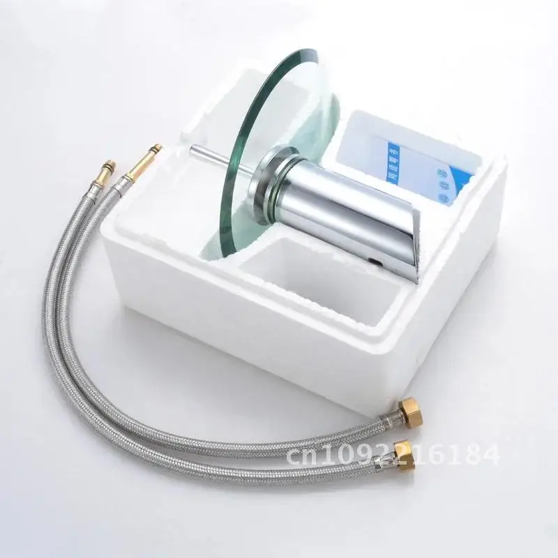 Brass Glass Single Bathroom Faucet Basin Faucet Waterfall Mixer Bathroom Hole Handle Dual Tap Single Cold&Hot Control