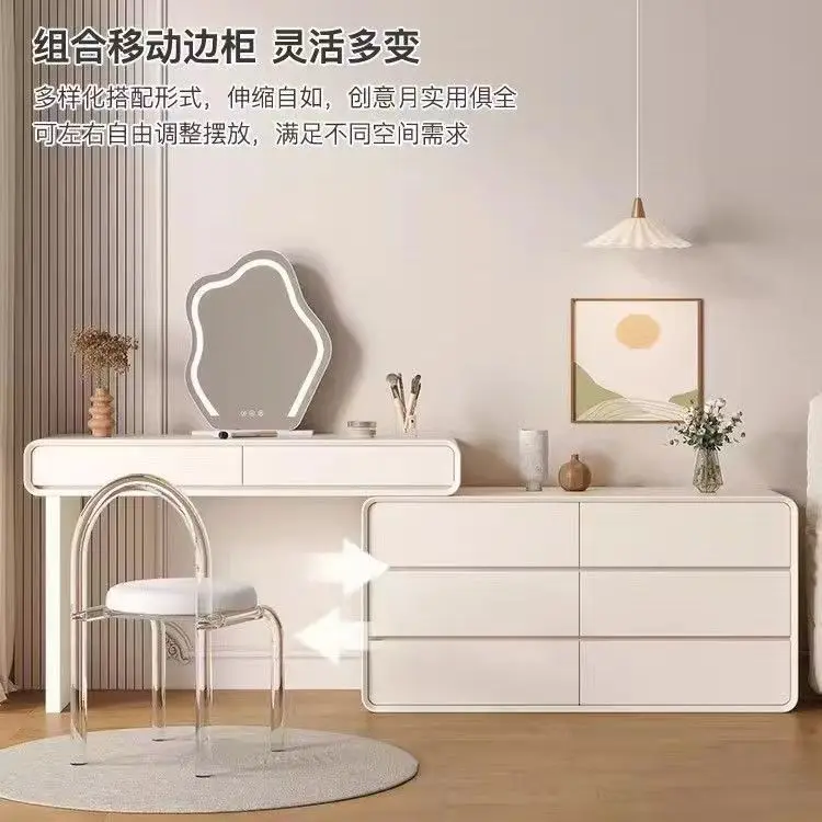 Light luxury simple dresser, integrated chest and cabinet,retractable storage and dressing table at the end of the bed