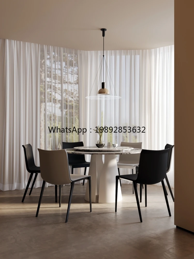 LYY Dining Genuine Leather Italian Minimalist Light Luxury High-end Simple Modern Home Island Saddle Leather High-end Chair