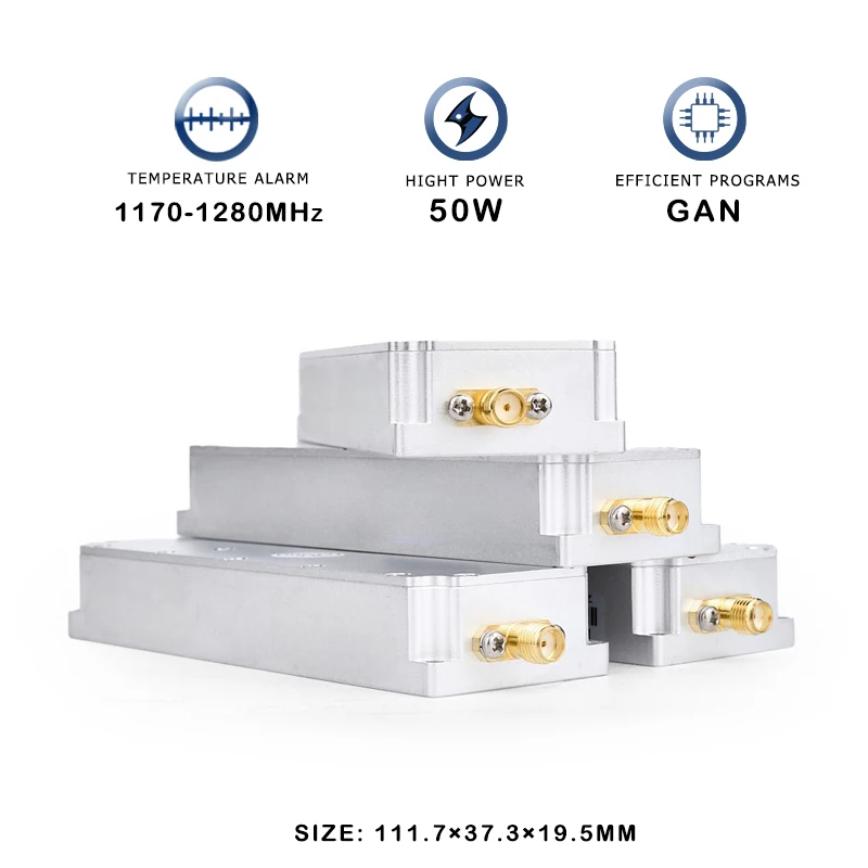 50W 1170-1280MHz ระบบ C-UAS โดรนโมดูลป้องกันโดรนโมดูลต่อต้านโดรนการป้องกันการป้องกัน PA เครื่องขยายเสียง UAV