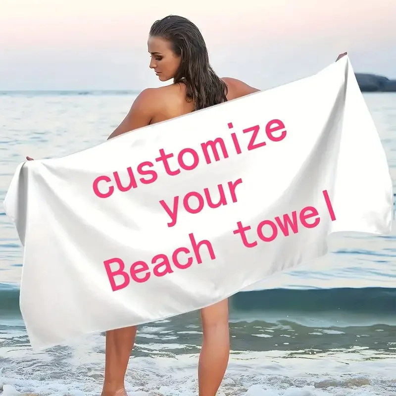 Custom Photo Beach Towel Personalized Text Beach Towels Microfiber Bath Towel Suitable for Fitness, Swimming, Camping, Seaside