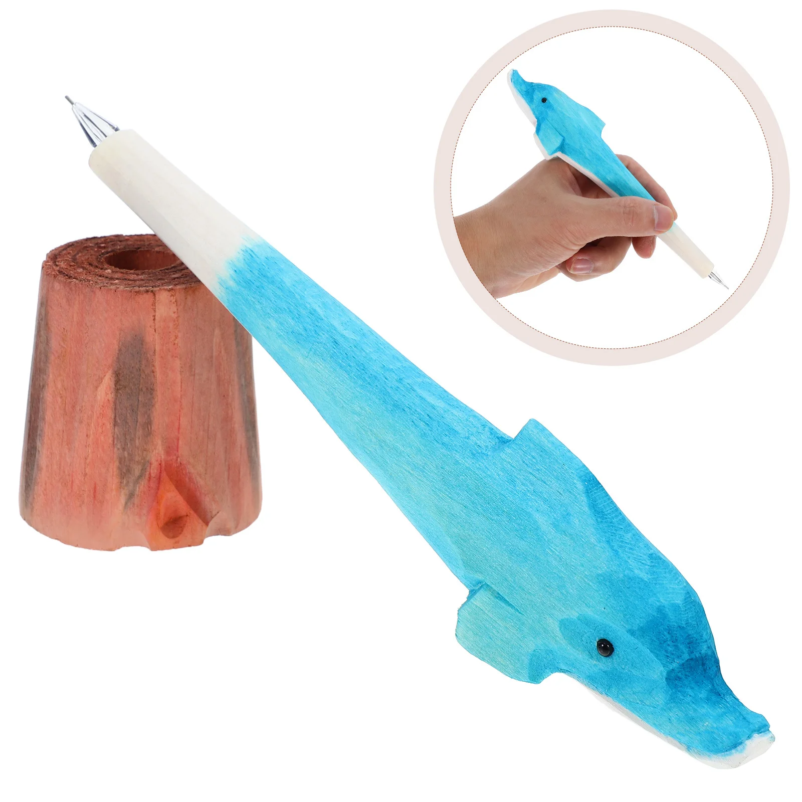 

Деревянная ручка с изображением животных ручной работы, милая форма дельфина, новинка, канцелярские принадлежности для офиса, школы, развлечений, классные призы, уникальный подарок