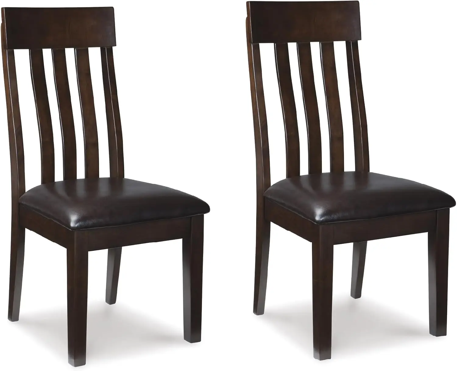 Dining Chair, Set of 2, Dark Brown | Easy-to-clean faux leather upholstery, Wood frame and wood products and other construction, Supportive rake-back design