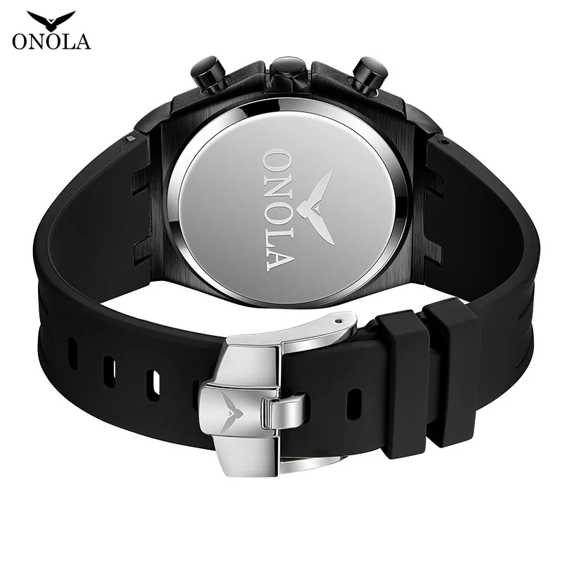 ONOLA-reloj analógico de cuarzo para hombre, cronógrafo con correa de silicona, resistente al agua y a prueba de golpes, marca de lujo, moda de