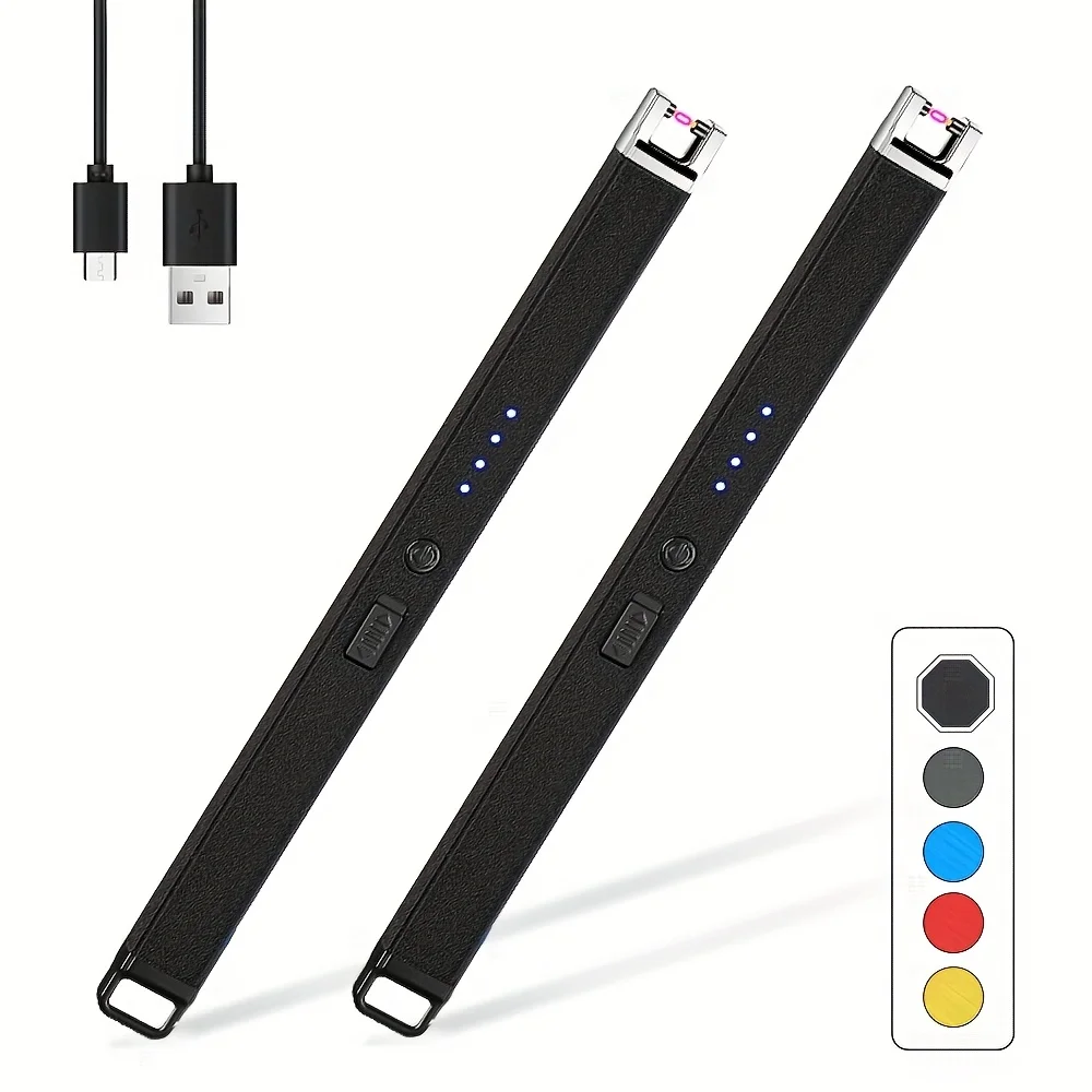 

2 шт. модернизированные плазменные USB-зажигалки ветрозащитные беспламенные со светодиодным дисплеем и предохранительным выключателем, воспламенитель свечей для барбекю на день рождения