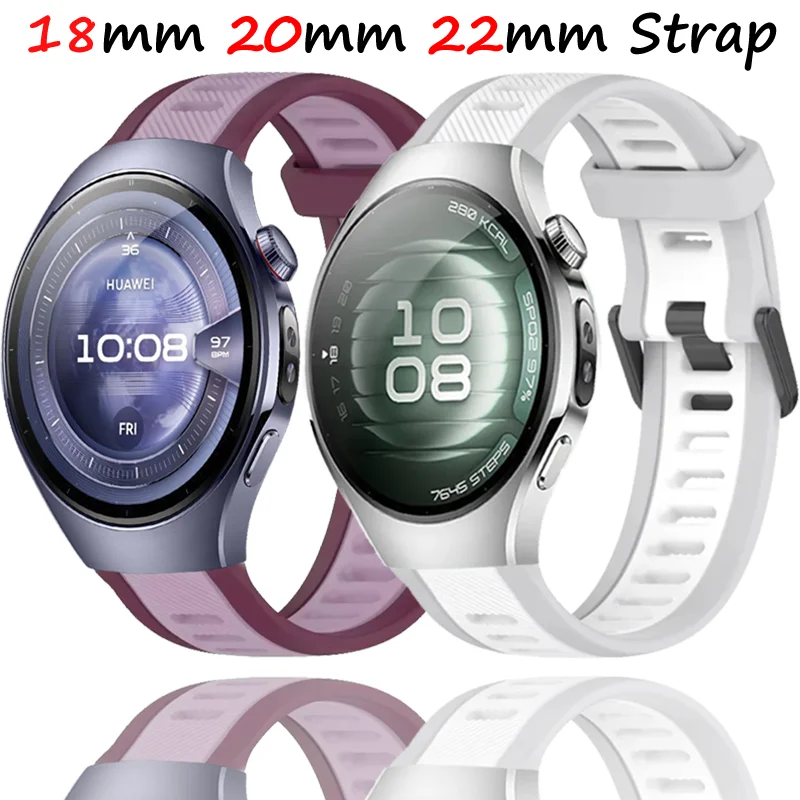 Pulseira de silicone de 18mm 20mm 22mm para huawei watch 5 46mm 42mm/GT5-4-3 pulseira macia para garmin forerunner 570 970 55 965/ativo 5 6