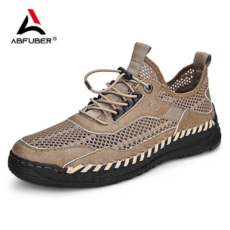 Summer Men Sneakers Breathable Leather Casual Shoes Men Comfortable Mesh Men Loafers Mesh Men Shoes Outdoor Walking Zapatos