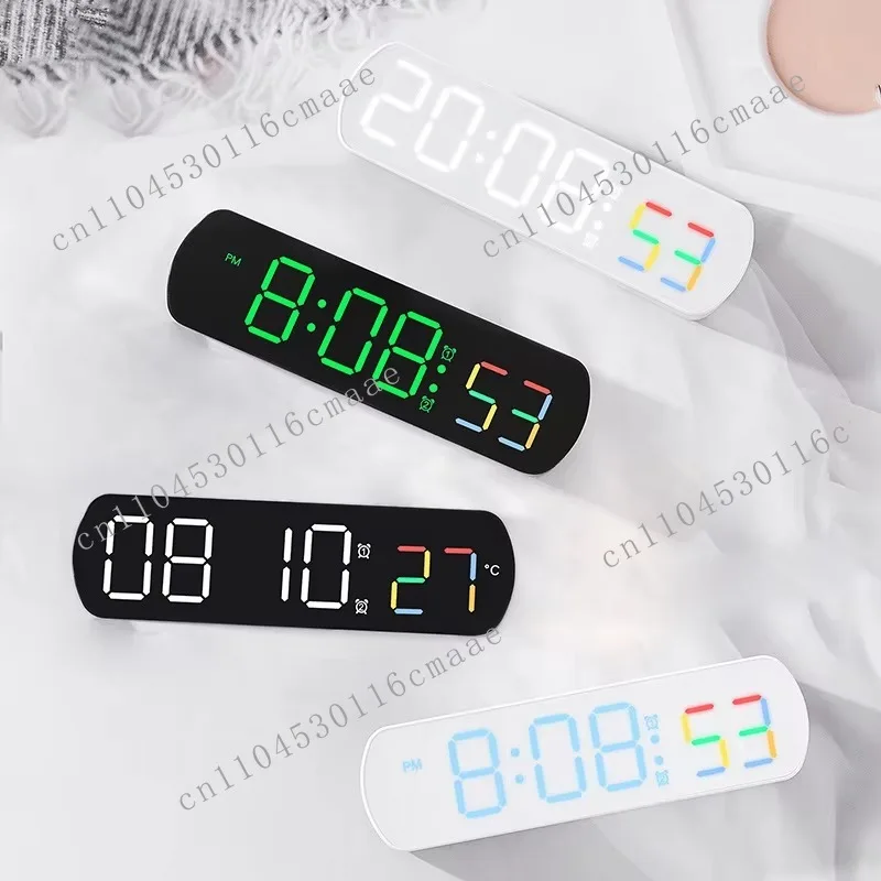 Digital clock adjustable brightness LED alarm clock with date, suitable for living room office decoration