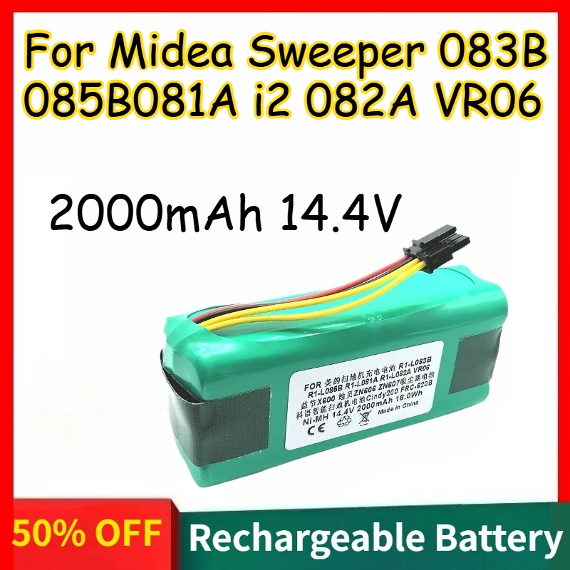 2000mAh 14.4V Lithium-ion Battery for Midea Sweeper 083B 085B081A i2 082A VR06 High Quality Rechargeable Batteries