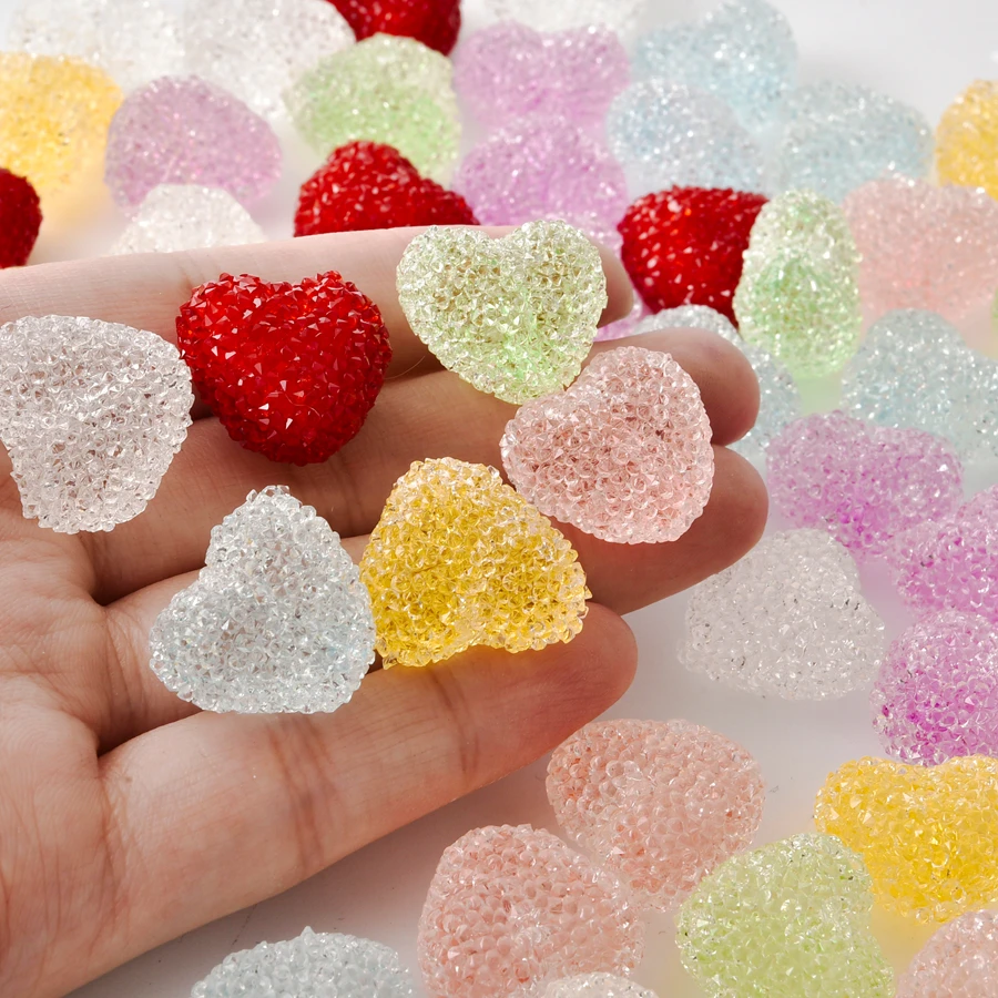 3/5Pcs Mix Dopamine Resin Shiny Heart Candy Loose Beads DIY Phone Charms Decor Material Kawaii Dainty Food Sweets Charms Jewelry
