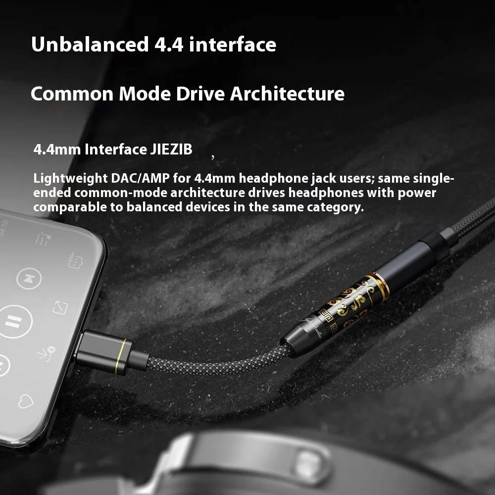 FiiO JIEZI Headphone Adapter 3.5mm/4.4mm TypeC Plug DSD Headphone Amplifier HiFi Amplifier PCM 384kHz DSD256 Decoder