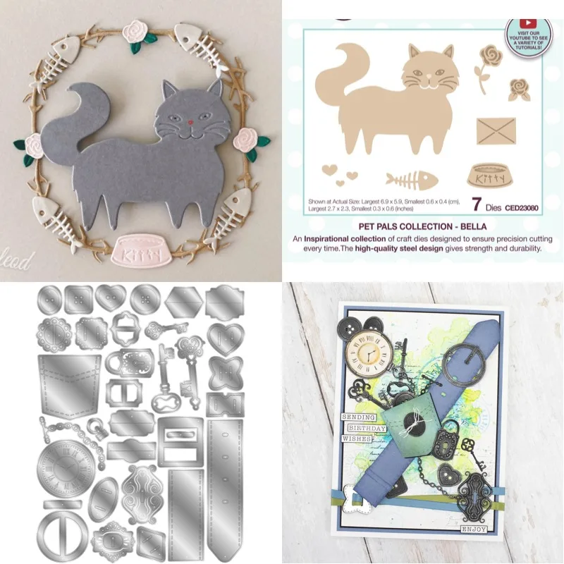 Paws and Kisses Grateful & Blessed Metal Cutting Dies Scrapbook Diary Decoration Stencil Embossing Template DIY Greeting Card