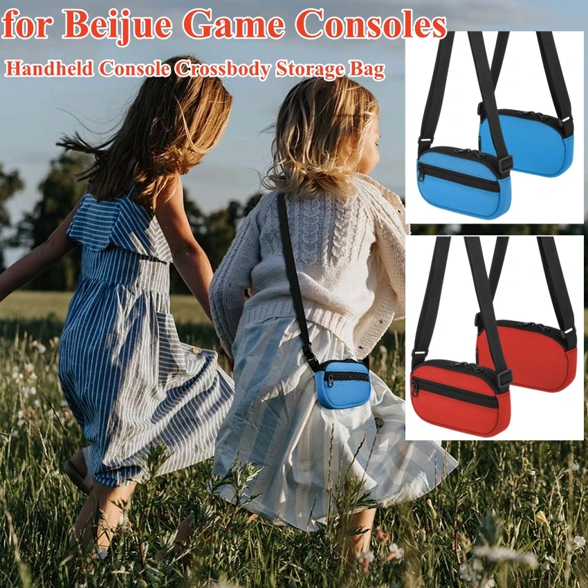 

Blue/Red Handheld Console Crossbody Storage Bag for Beijue Game Consoles Adjustable Shoulder Strap with Dual Pockets Accessories
