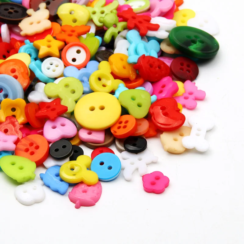 50Pcs Cartoon Resin Buttons Plastic Buttons For Kids Clothes Sewing Buttons Scrapbooking Garment DIY Apparel Accessories