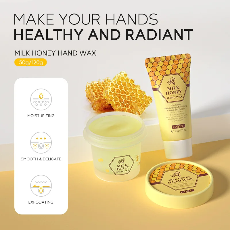 

LAIKOU Honey Milk Peel Off Hand Wax 50g Hand Mask Smoothes and Brightens Skin Autumn Winter Hydrating Exfoliating Nourish Skin