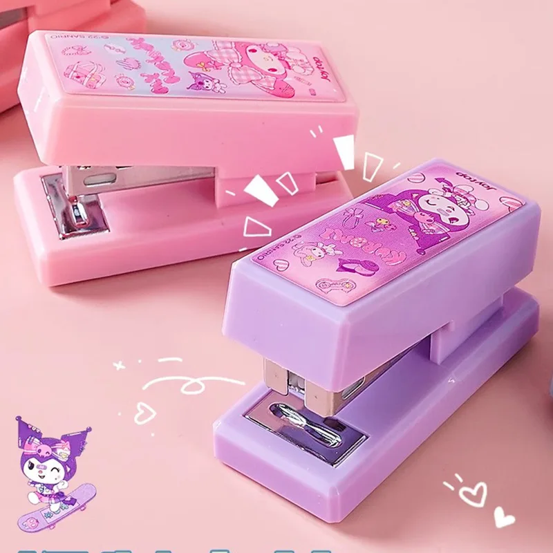 

Sanrio Kuromi Cartoon Mini Stapler Set Cute Cinnamoroll Multi-Function Stapler for Students