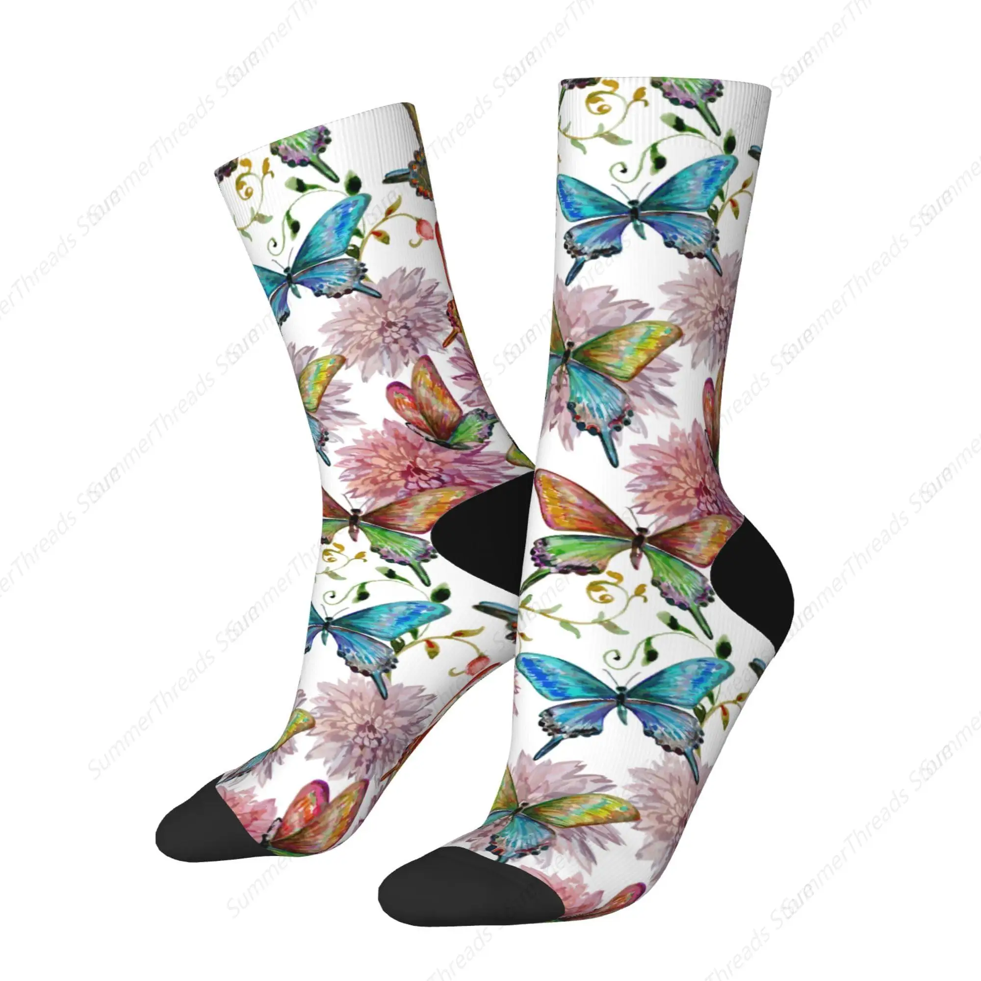 Cushion Sport Socks,Couple of Birds in Love Sitting on a Branch,Athletic Cushioned Running Performance Crew Socks For Men/Women