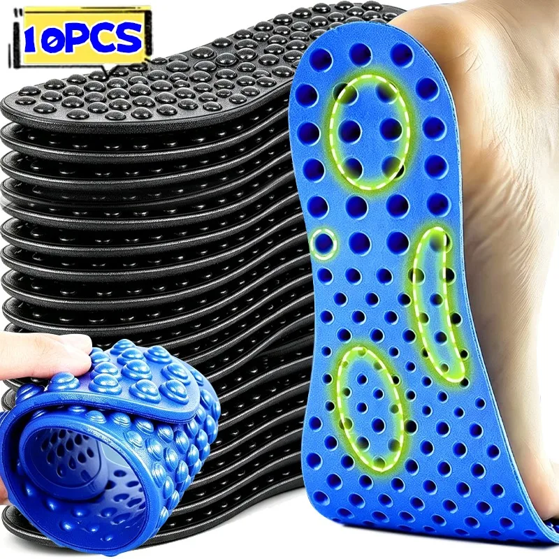 5/1 Paires de semelles de massage à pression digitale 5D avec points d'acupression, soutien confortable pour la course quotidienne et le soulagement de la fatigue au travail