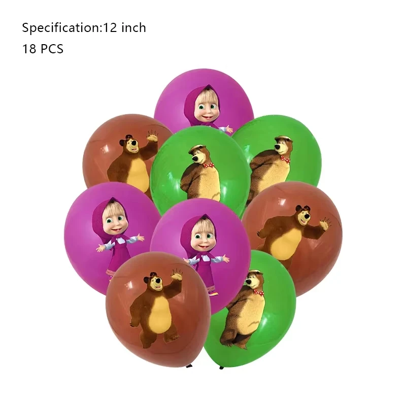 Mascha und der Bär Geburtstagsparty Banner Luftballons Teller Becher Servietten Tischdecke Mädchen Cartoon Partyzubehör Dekoration Babyparty – Detail 13