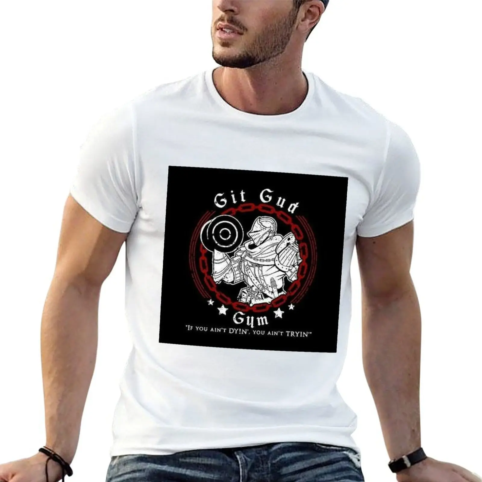 Camiseta Git Gud Gym, camiseta personalizada para hombre, camiseta de algodón para hombre, camiseta de verano