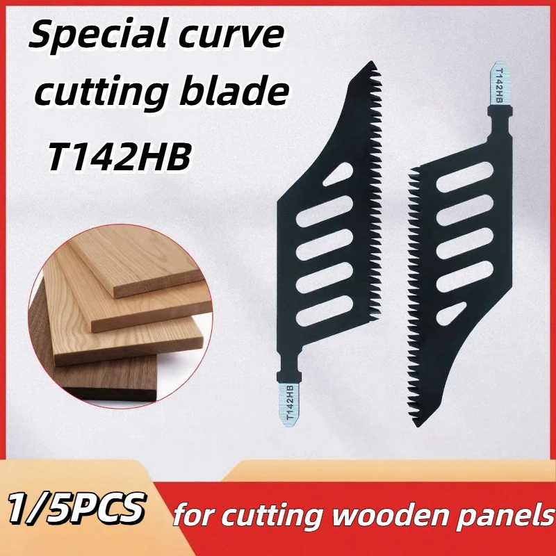 

5PCS B17B T142HB Jigsaw Blade Curved Scroll Saw Blades For Precision Cutting T Shank Flush Cut Replacement Jigsaw Blade