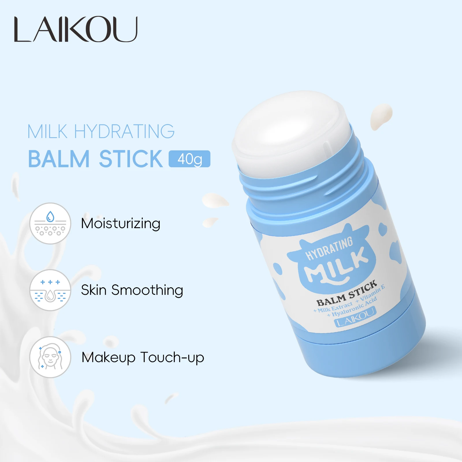 LAIKOU Milk Hydrating Balm Stick - Instant Moisture for Lips, Elbows & Knees 40g