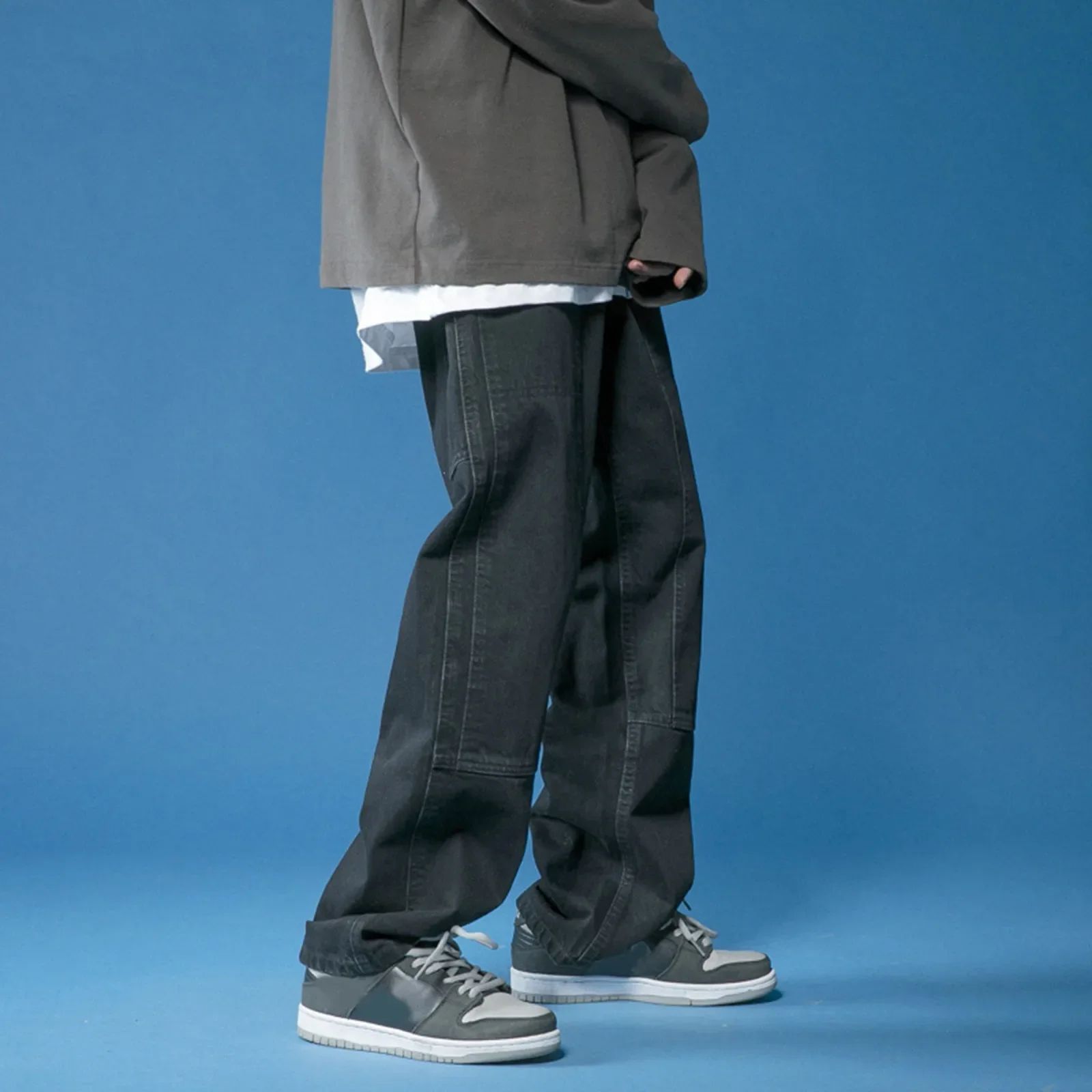 Mens High Street Jeans Mens Straight Leg Baggy Oversize Wide Leg Cargo Pants Fashion Street Style Ripped Skinny Jeans