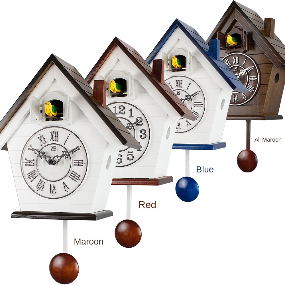 Saint Shi Jia 6061 pastoral colorful wooden light-controlled cuckoo clock cuckoo clock clock dual-purpose multi-color into.