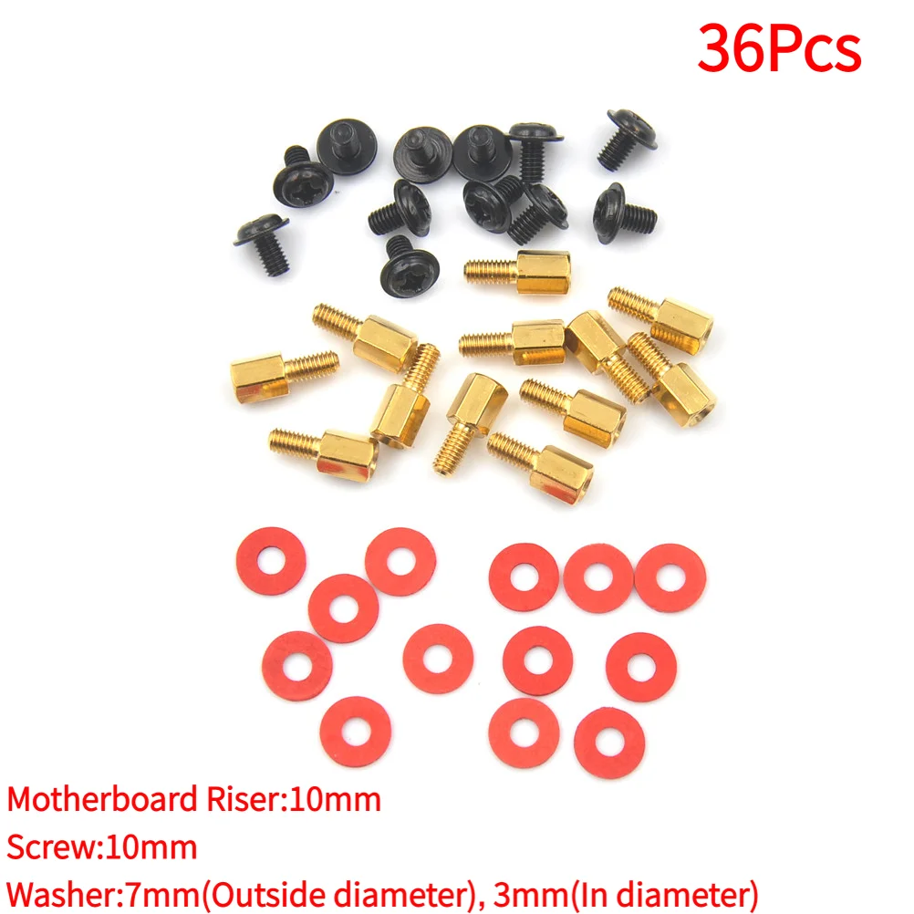 36Pcs Computer Screws Motherboard Standoffs/ Screws/ Washers Kit.