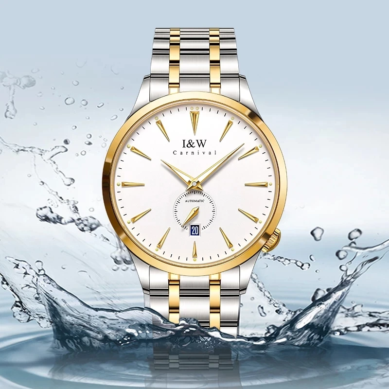 CARNIVAL Brand Automatic Fashion Watch Man Luxury Waterproof Luminous Calendar Business Mechanical Wristwatch Relogio Masculino