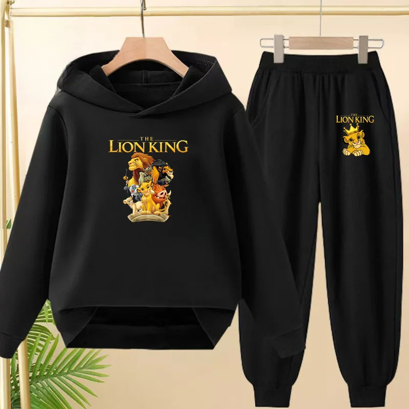 

Children Leisure 2 Piece 3-12 Age Boy Girl Disney Lion King Hoodie+Trousers Pullover Hooded Autumn Winter New Style Sportswear
