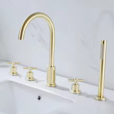 Chrome Bathtub Faucet Separate Body Single Holder Dual Control Faucet Bath Tub Mixer Deck Mounted Tub Black Faucets