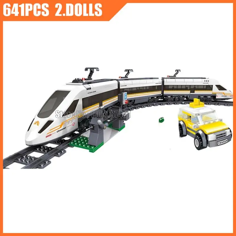 641 elementów Klocki konstrukcyjne z funkcją napędu elektrycznego, szybki pociąg pasażerski, 2 figurki, zabawka
