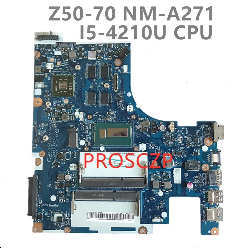 High Quality Mainboard For LENOVO G50 G50-70 Z50-70  Laptop Motherboard ACLU1/ACLU2 NM-A271 With i5-4210U CPU 100% Fully Tested