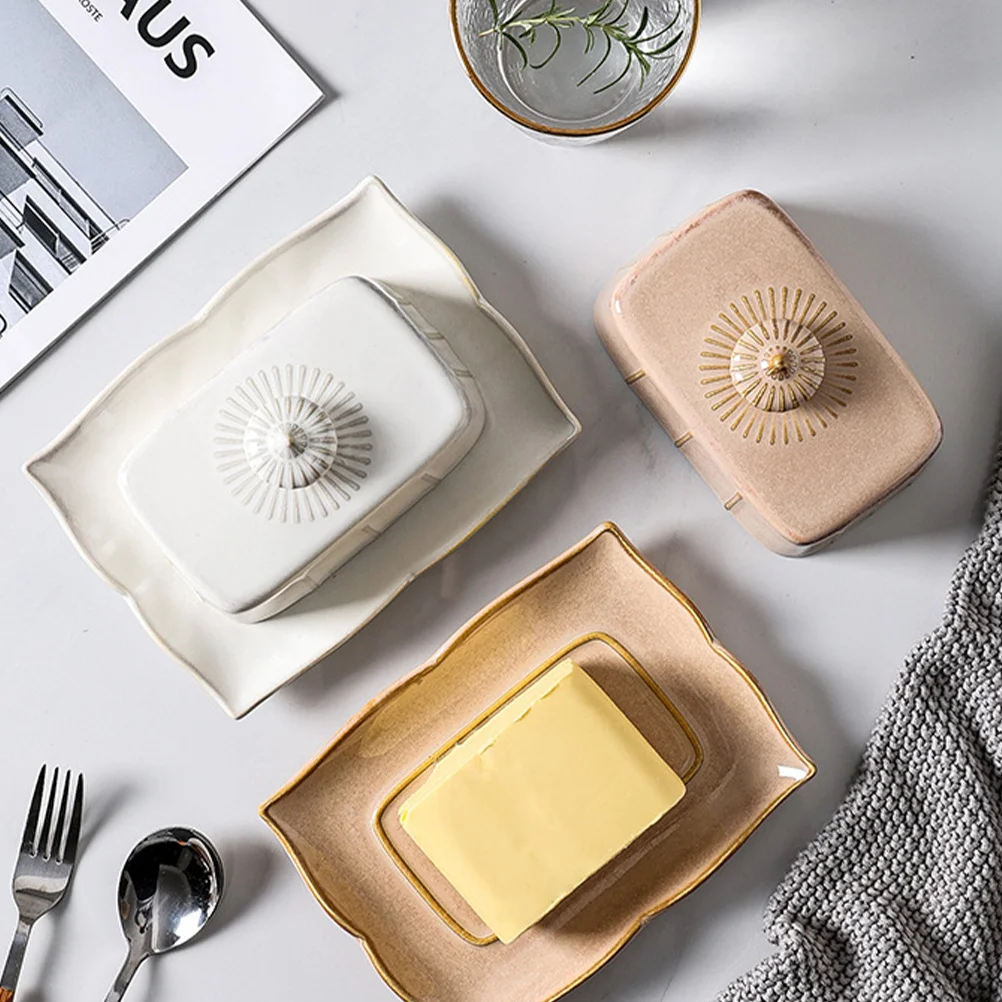 

Набор керамических контейнеров для масла с гладкой поверхностью и крышкой для кухни, ресторана, хранения сыра и десертов