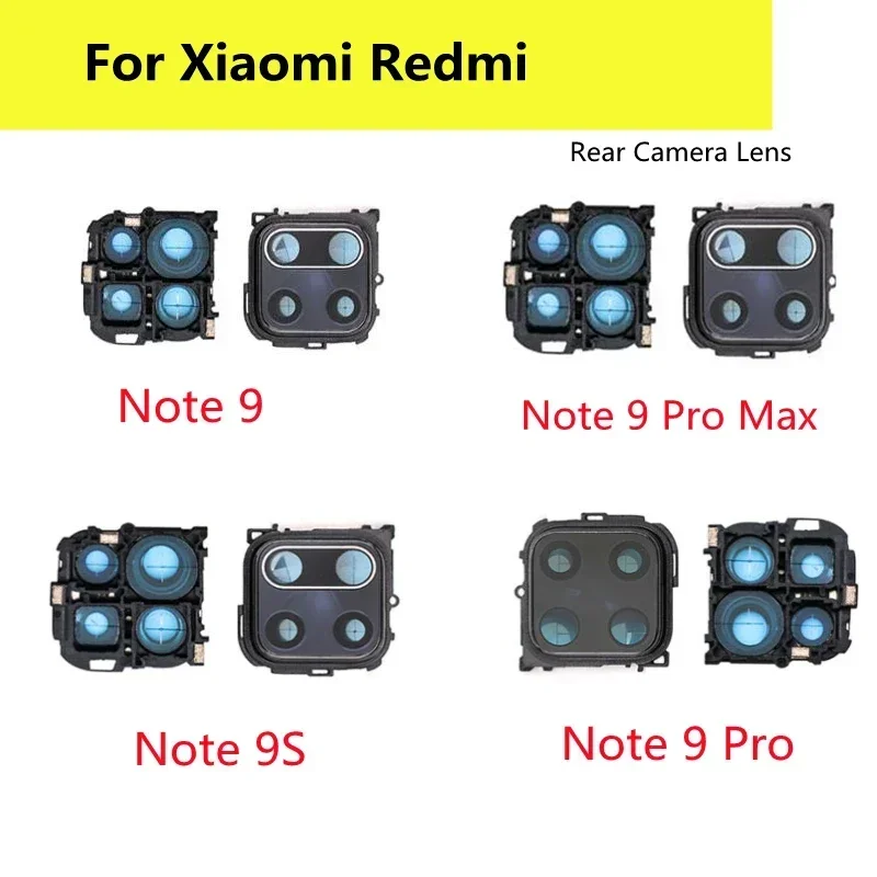 

For Redmi Note 9 Pro 9S MAX Rear Back Camera Glass With Frame Holder Cover