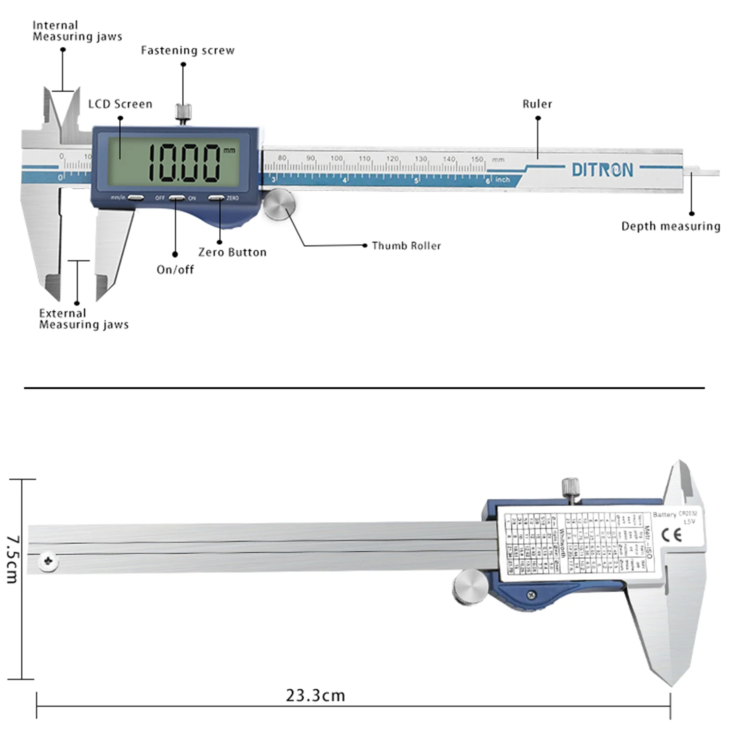 Digital Caliper IP 54 Waterproof 150 mm 6 inch Caliper Metal Vernier Caliper Manufacturers Measurement Tool Factory Supply China