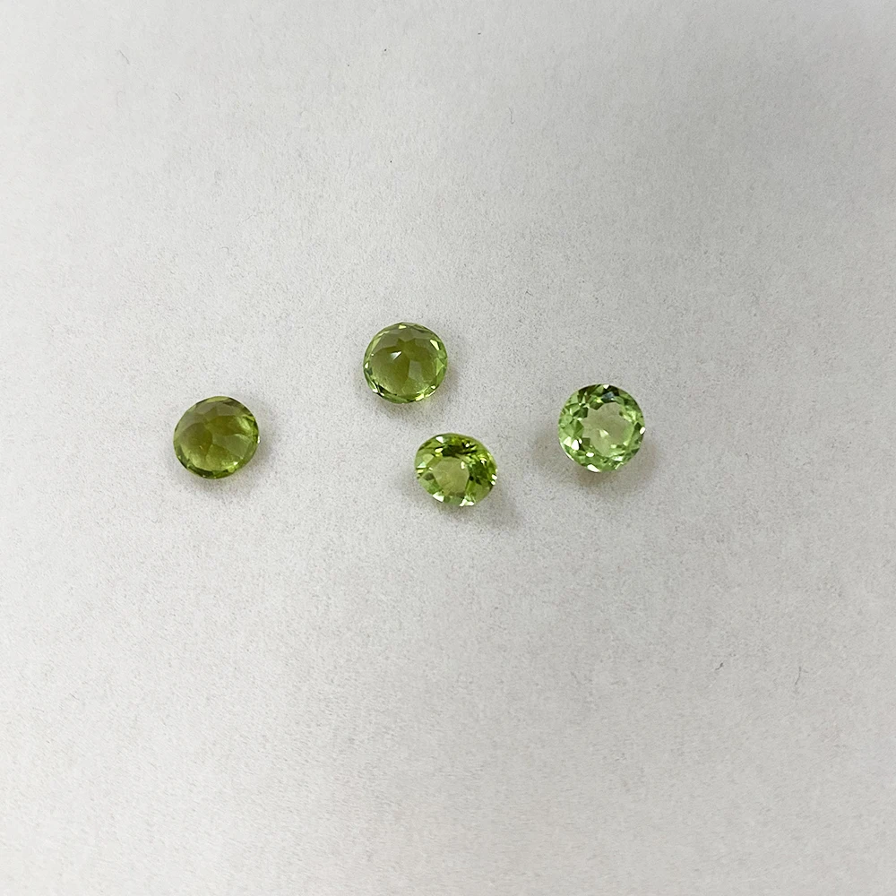 100% Natural Olivine Peridot Loose Stone Round Cut 5X5mm 0.5ct Gemstone ​for Earring Ring Necklace Jewelry Making Accessories