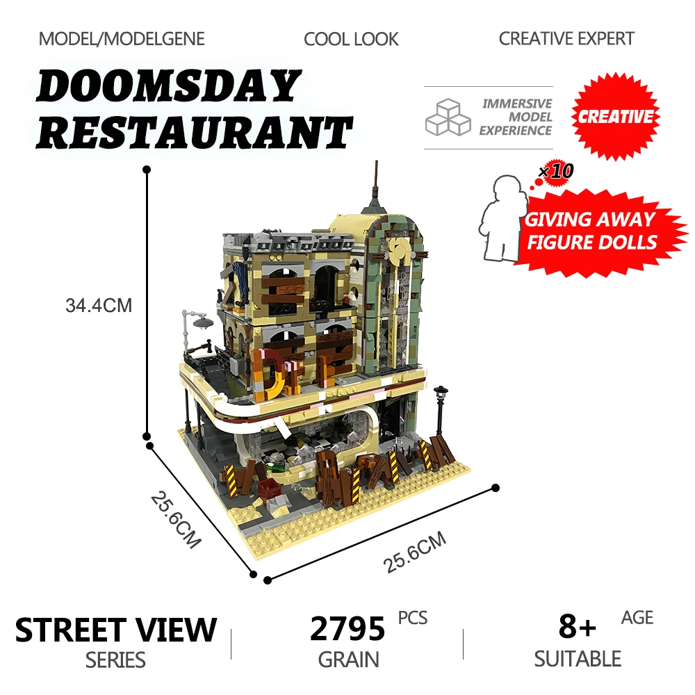Street View Doomsday Restaurant Bausteine MOC Ideen Montage Modell DIY Set Bricks 2795PCS Kunststoff