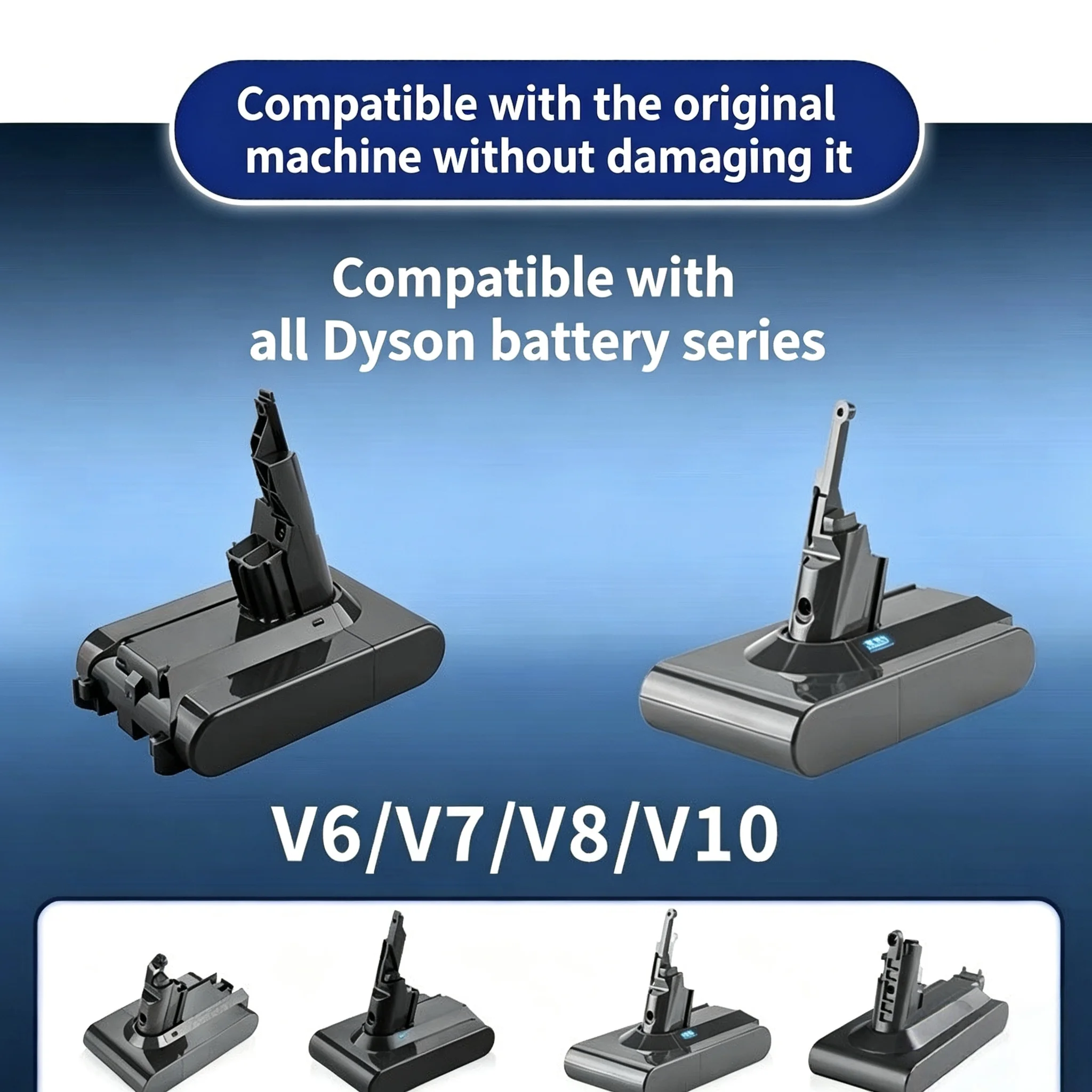 

6.0Ah 8.0Ah Battery Compatible with Dyson V6 V7 V8 V10 SV10 SV11 SV12 DC62 Handheld Vacuum Cleaner Replacement Spare Battery