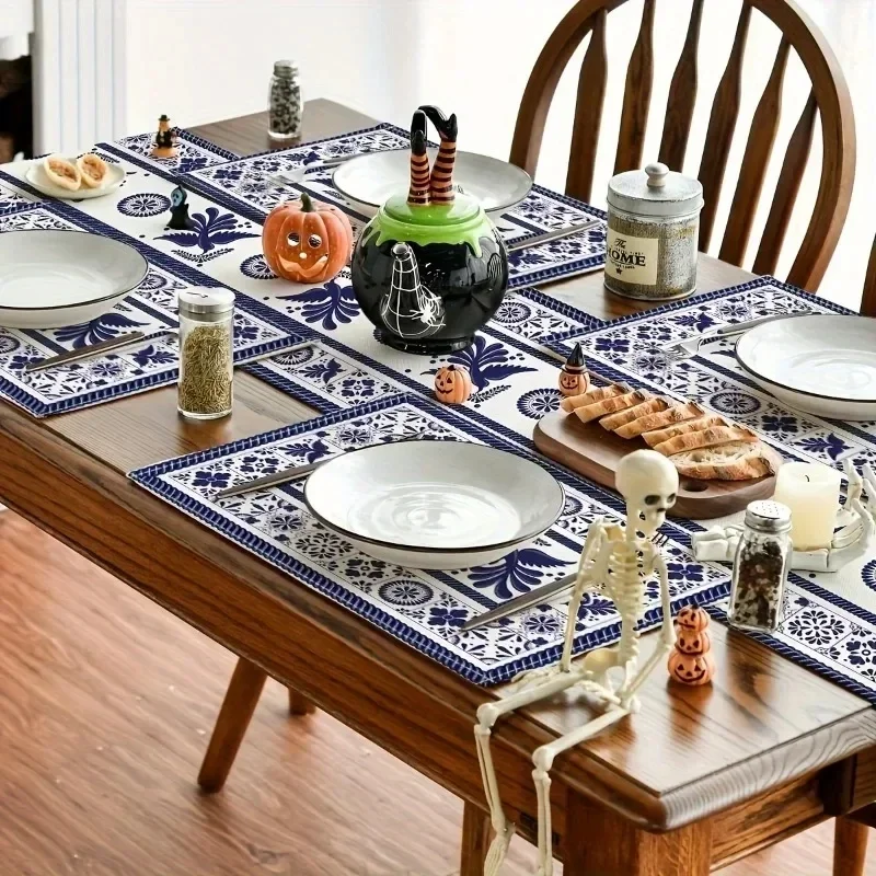 1PC Meal Mats Ceramic Floral Phoenix Carnival Mexican Mat Table Pads Non Slip Heat Resistant Place Dining Mat for Farmhouse