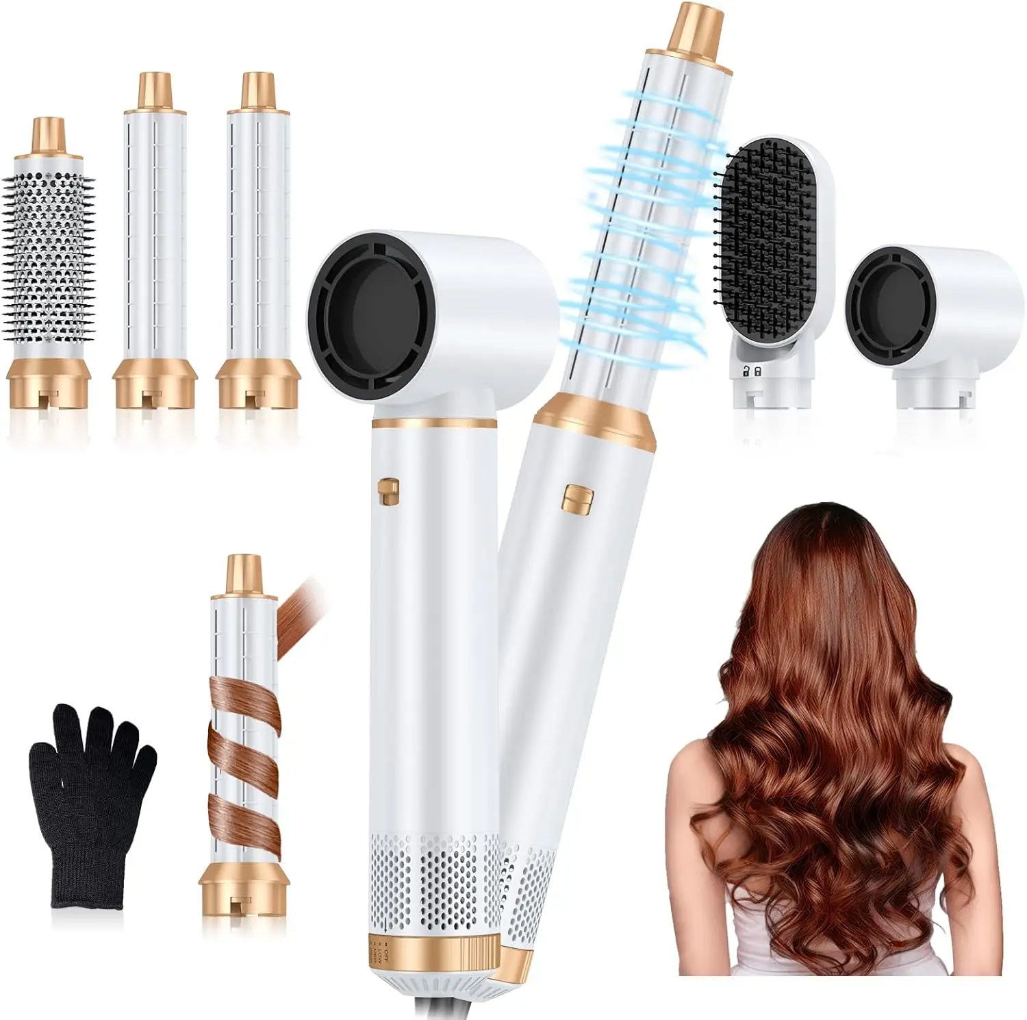 

Blow Dryer Brush 5 in 1, Multi Ionic Hair Dryer Brush Set, Auto Air Wrap Hair Styler with 3 Temperature, Powerful Hair Styling