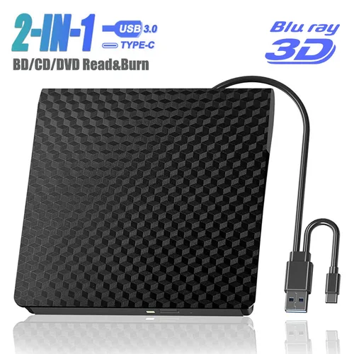 Reproductor Blu ray externo 3D USB3.0 grabador Bluray portátil CD DVD-ROM unidad óptica de disco BD para ordenador portátil PC ventana 11 10 Mac OS